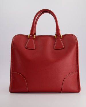 *RARE* Prada Fuoco Red Lux Parabole Tote Bag in Saffiano Leather with Gold Hardware