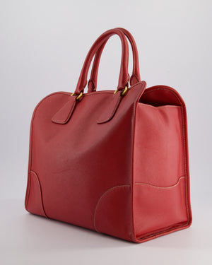 *RARE* Prada Fuoco Red Lux Parabole Tote Bag in Saffiano Leather with Gold Hardware