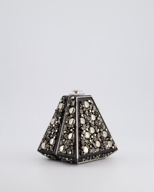 *RARE* Chanel 2012 Pre-Fall Paris-Bombay Collection Black Leather 
Silver Hardware Detail Pyramid Evening Bag