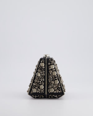 *RARE* Chanel 2012 Pre-Fall Paris-Bombay Collection Black Leather 
Silver Hardware Detail Pyramid Evening Bag