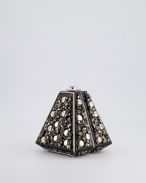 *RARE* Chanel 2012 Pre-Fall Paris-Bombay Collection Black Leather 
Silver Hardware Detail Pyramid Evening Bag