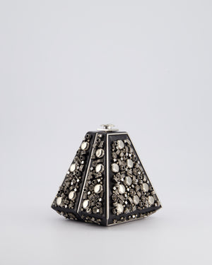 *RARE* Chanel 2012 Pre-Fall Paris-Bombay Collection Black Leather 
Silver Hardware Detail Pyramid Evening Bag