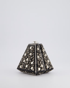 *RARE* Chanel 2012 Pre-Fall Paris-Bombay Collection Black Leather 
Silver Hardware Detail Pyramid Evening Bag