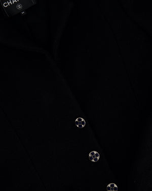 Chanel Black Wool Blazer with Silver and Blue Button Detail Size FR 34 (UK 6)