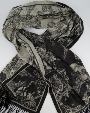 Alexander McQueen Black Glitter Skull Scarf Size 190cm x 75cm