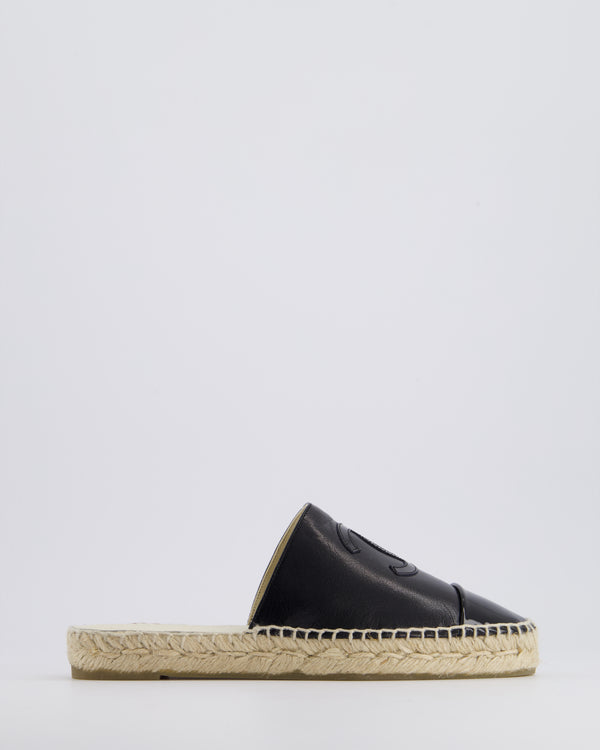 Chanel Black Terry CC Logo Espadrilles with Patent Leather Detail Size EU 36