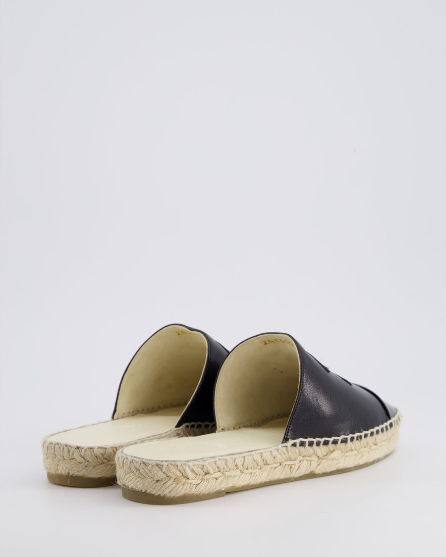 Chanel Black Terry CC Logo Espadrilles with Patent Leather Detail Size EU 36