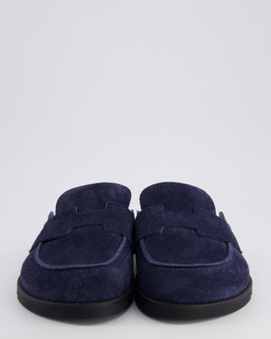 Hermès Menswear Navy Suede Go Mules Size EU 39