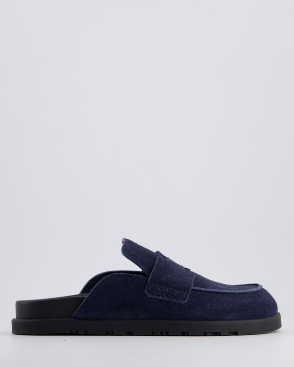 Hermès Menswear Navy Suede Go Mules Size EU 39