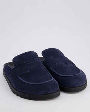 Hermès Menswear Navy Suede Go Mules Size EU 39