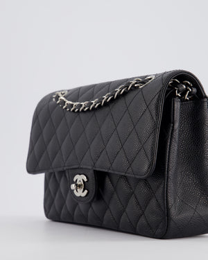 *HOT* Chanel Medium Black Classic Double Flap Bag in Caviar Leather with Silver Hardware