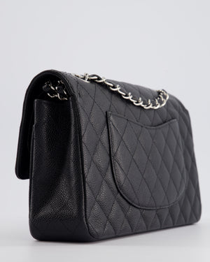 *HOT* Chanel Medium Black Classic Double Flap Bag in Caviar Leather with Silver Hardware