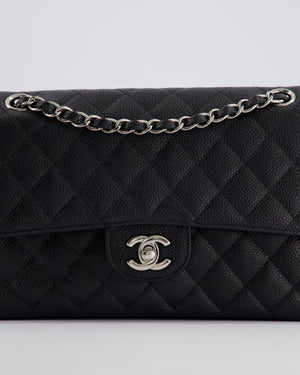 *HOT* Chanel Medium Black Classic Double Flap Bag in Caviar Leather with Silver Hardware