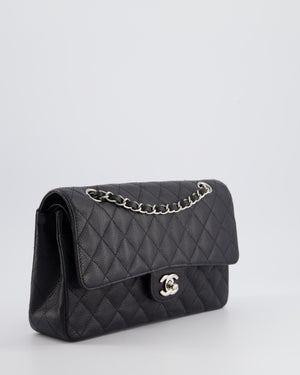 *HOT* Chanel Medium Black Classic Double Flap Bag in Caviar Leather with Silver Hardware