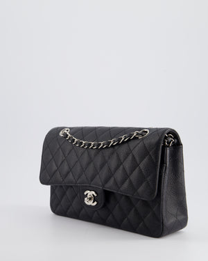 *HOT* Chanel Medium Black Classic Double Flap Bag in Caviar Leather with Silver Hardware