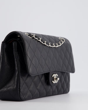 *HOT* Chanel Medium Black Classic Double Flap Bag in Caviar Leather with Silver Hardware