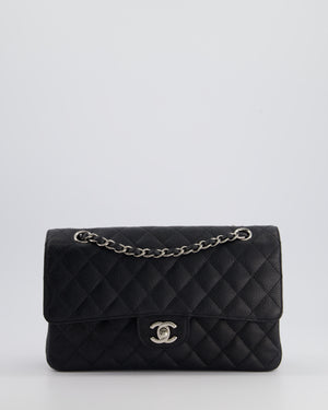 *HOT* Chanel Medium Black Classic Double Flap Bag in Caviar Leather with Silver Hardware