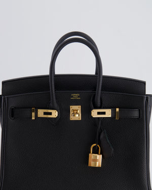 *HOT* Hermès Birkin 25cm Retourne Bag in Noir Togo Leather with Rose Gold Hardware