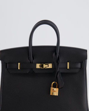 *HOT* Hermès Birkin 25cm Retourne Bag in Noir Togo Leather with Rose Gold Hardware