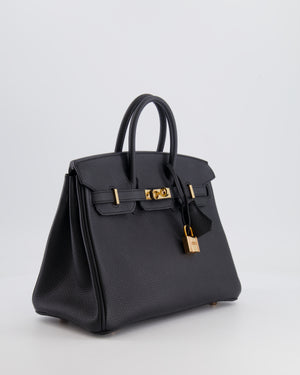 *HOT* Hermès Birkin 25cm Retourne Bag in Noir Togo Leather with Rose Gold Hardware