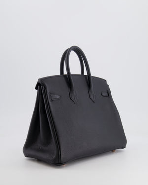 *HOT* Hermès Birkin 25cm Retourne Bag in Noir Togo Leather with Rose Gold Hardware