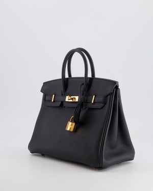 *HOT* Hermès Birkin 25cm Retourne Bag in Noir Togo Leather with Rose Gold Hardware