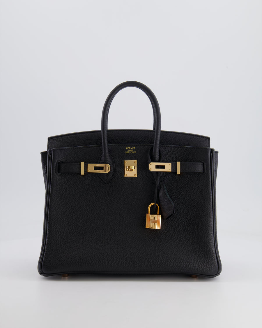 *HOT* Hermès Birkin 25cm Retourne Bag in Noir Togo Leather with Rose Gold Hardware