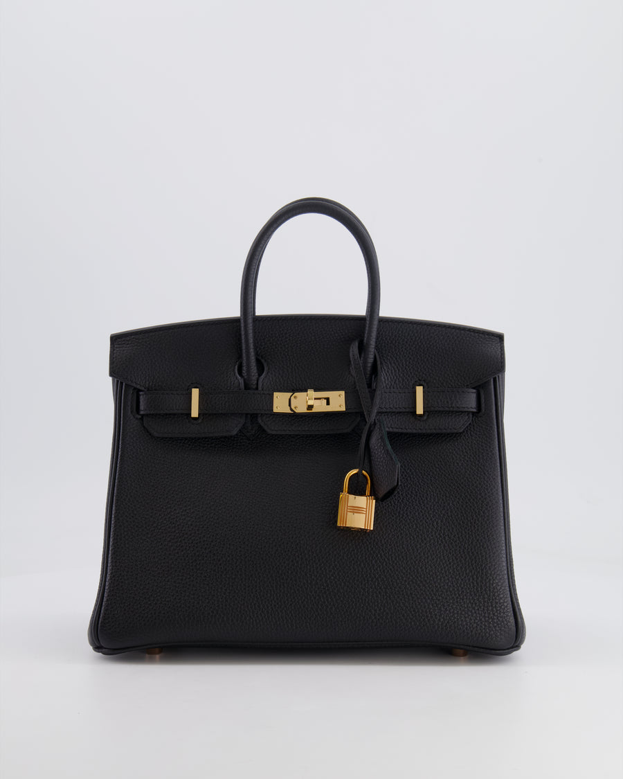 *HOT* Hermès Birkin 25cm Retourne Bag in Noir Togo Leather with Rose Gold Hardware