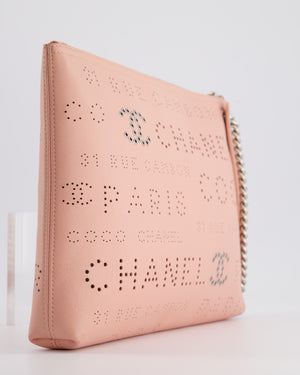 Chanel Pink Large Clutch Bag in Calfskin Leather with Silver Hardware