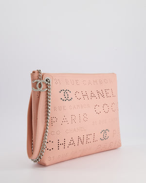 Chanel Pink Large Clutch Bag in Calfskin Leather with Silver Hardware