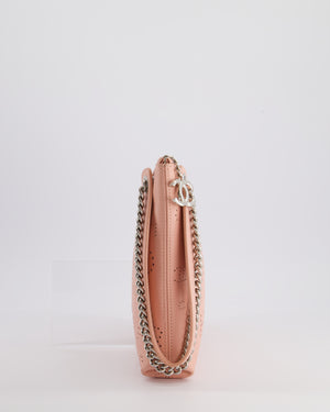 Chanel Pink Large Clutch Bag in Calfskin Leather with Silver Hardware