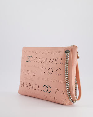 Chanel Pink Large Clutch Bag in Calfskin Leather with Silver Hardware