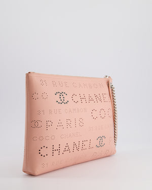 Chanel Pink Large Clutch Bag in Calfskin Leather with Silver Hardware