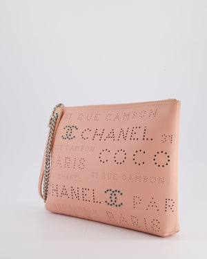 Chanel Pink Large Clutch Bag in Calfskin Leather with Silver Hardware