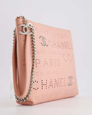 Chanel Pink Large Clutch Bag in Calfskin Leather with Silver Hardware