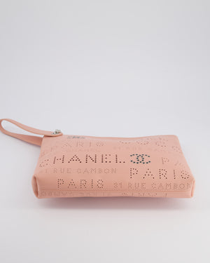 Chanel Pink Large Clutch Bag in Calfskin Leather with Silver Hardware