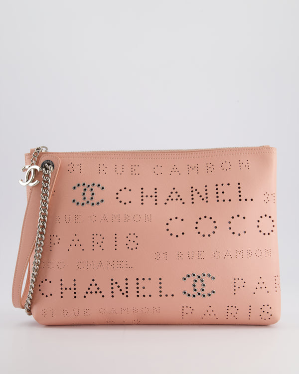 Chanel Pink Large Clutch Bag in Calfskin Leather with Silver Hardware