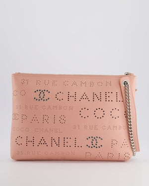 Chanel Pink Large Clutch Bag in Calfskin Leather with Silver Hardware