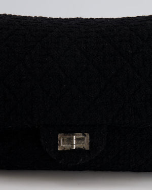 Chanel Black Wool Quilted Tweed Reissue 2.55 XL Flap Bag with Ruthenium Hardware