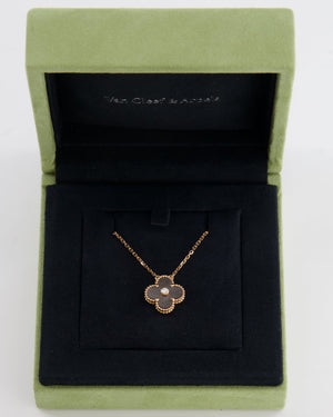 *LIMITED EDITION* Van Cleef 
Arpels Alhambra Holiday Pendant in Obsidian and Rose Gold, with Round Diamond