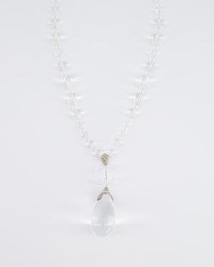 Chanel Clear Resin 
Crystal CC Logo Teardrop Pendant Necklace