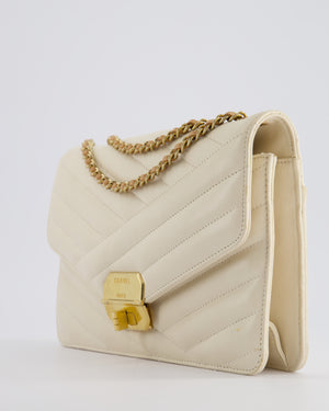 Chanel Cream Gabrielle Quilted Calfskin Bag with Antique Gold Hardware