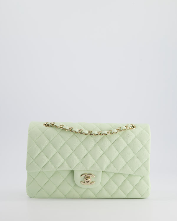 Chanel Pistachio Green Medium Double Flap Bag in Caviar Leather with Champagne Gold Hardware RRP £8,850