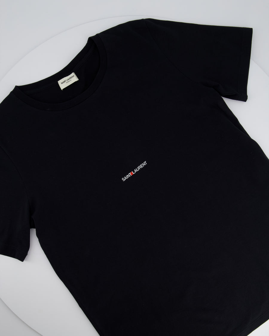 Saint Laurent Black Cotton Logo T-Shirt Size Medium (UK 10)