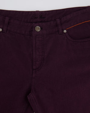 Loro Piana Burgundy Straight Leg Trousers with Orange Seam Detail Size IT 46 (UK 14) RRP £1,250