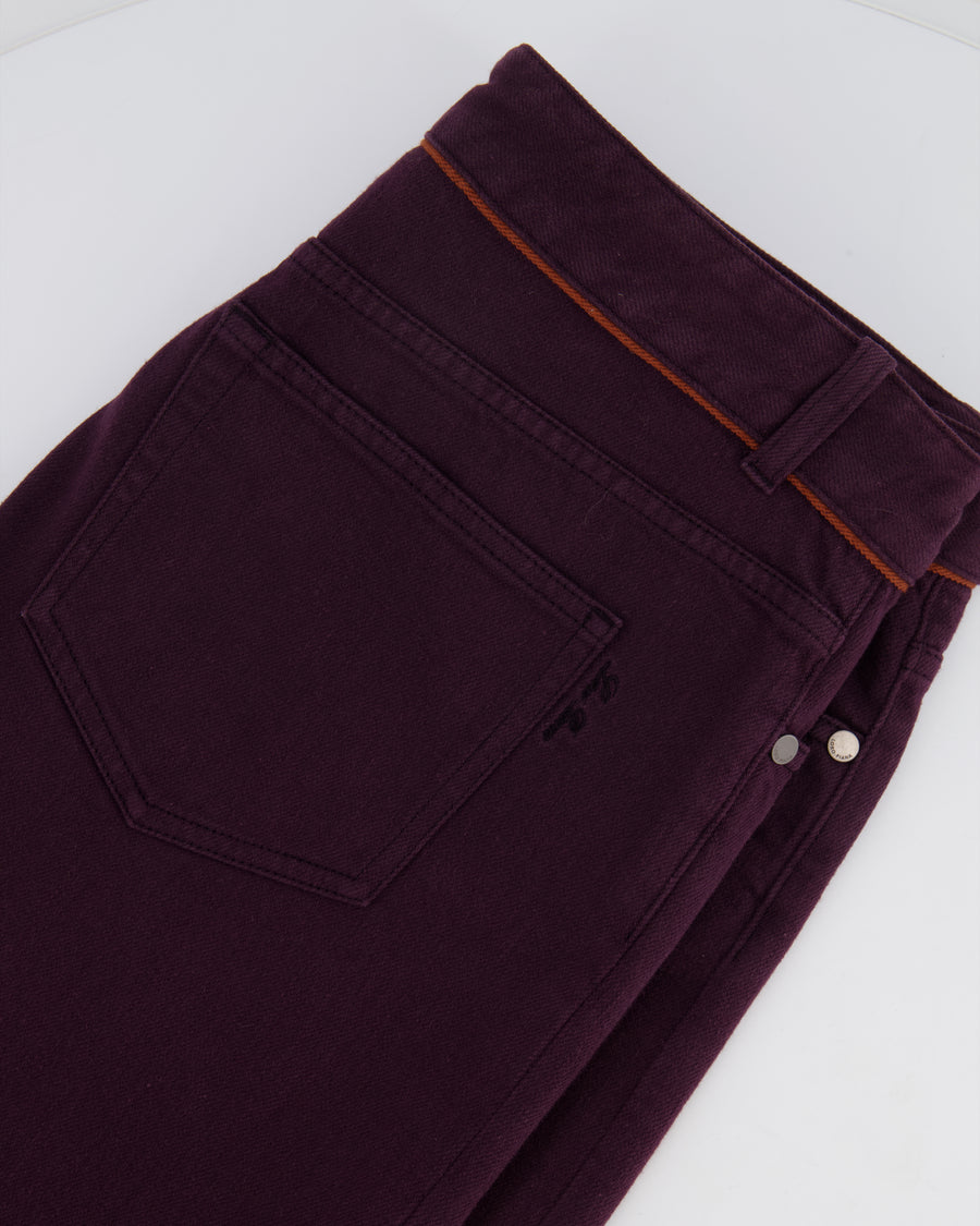 Loro Piana Burgundy Straight Leg Trousers with Orange Seam Detail Size IT 46 (UK 14) RRP £1,250