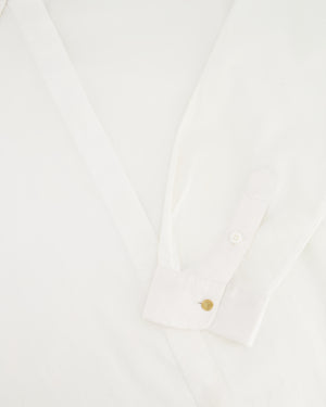 Louis Vuitton White Long-Sleeve Shirt with Sequin Damier Collar Size FR 42 (UK 14)