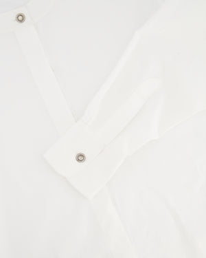 Chanel White Long-Sleeve Shirt with Crystal Button Details Size FR 38 (UK 10)