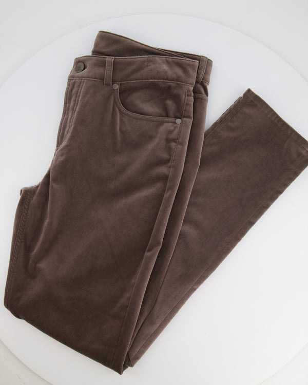 Loro Piana Light Brown Velvet Straight Leg Trousers Size IT 46 (UK 14) RRP £1,250