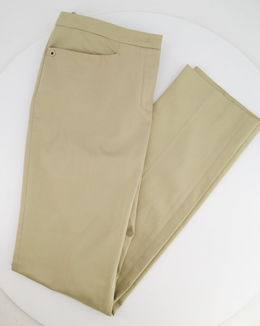 Loro Piana Light Green Straight Leg Trousers with Zip Details Size IT 46 (UK 14) RRP £1,250